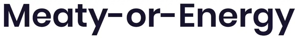 A text logo saying meaty or energy